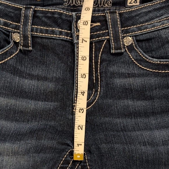 Miss Me Dark Blue Jeans with Black and White Embellishments - Picture 5 of 9